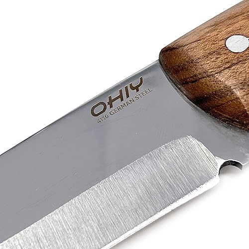 Miniatura 8 de Cuchillo Bushcraft hecho a mano con hoja de acero alemán 4116 inoxidable de 4.25 pulgadas, funda de cuero auténtico, mango de nogal de espiga
