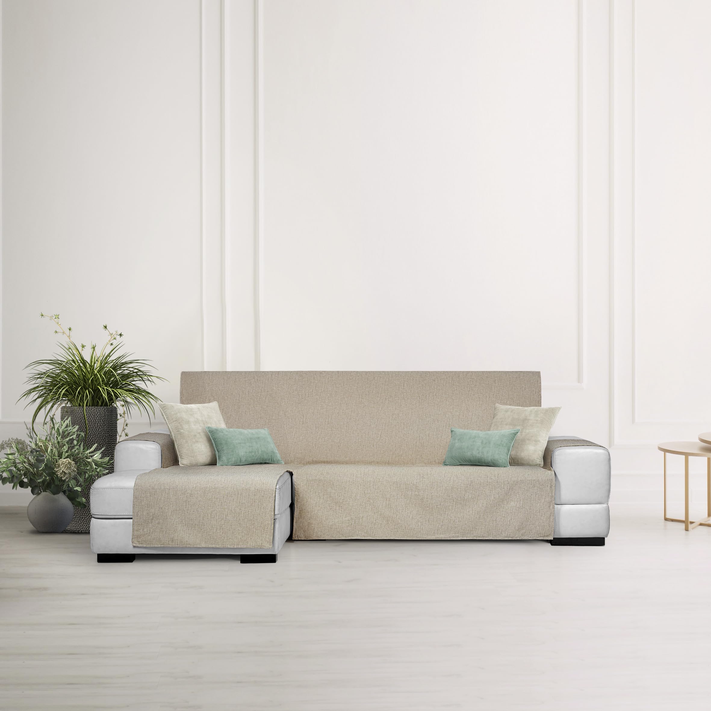 Eysa Genna Stain Resistant Sofa Cover for Chaise Longue Left Side Beige, 01, Beige, 240 CM BRAZO IZQUIERDO VISTAL FRONTAL - Image 2