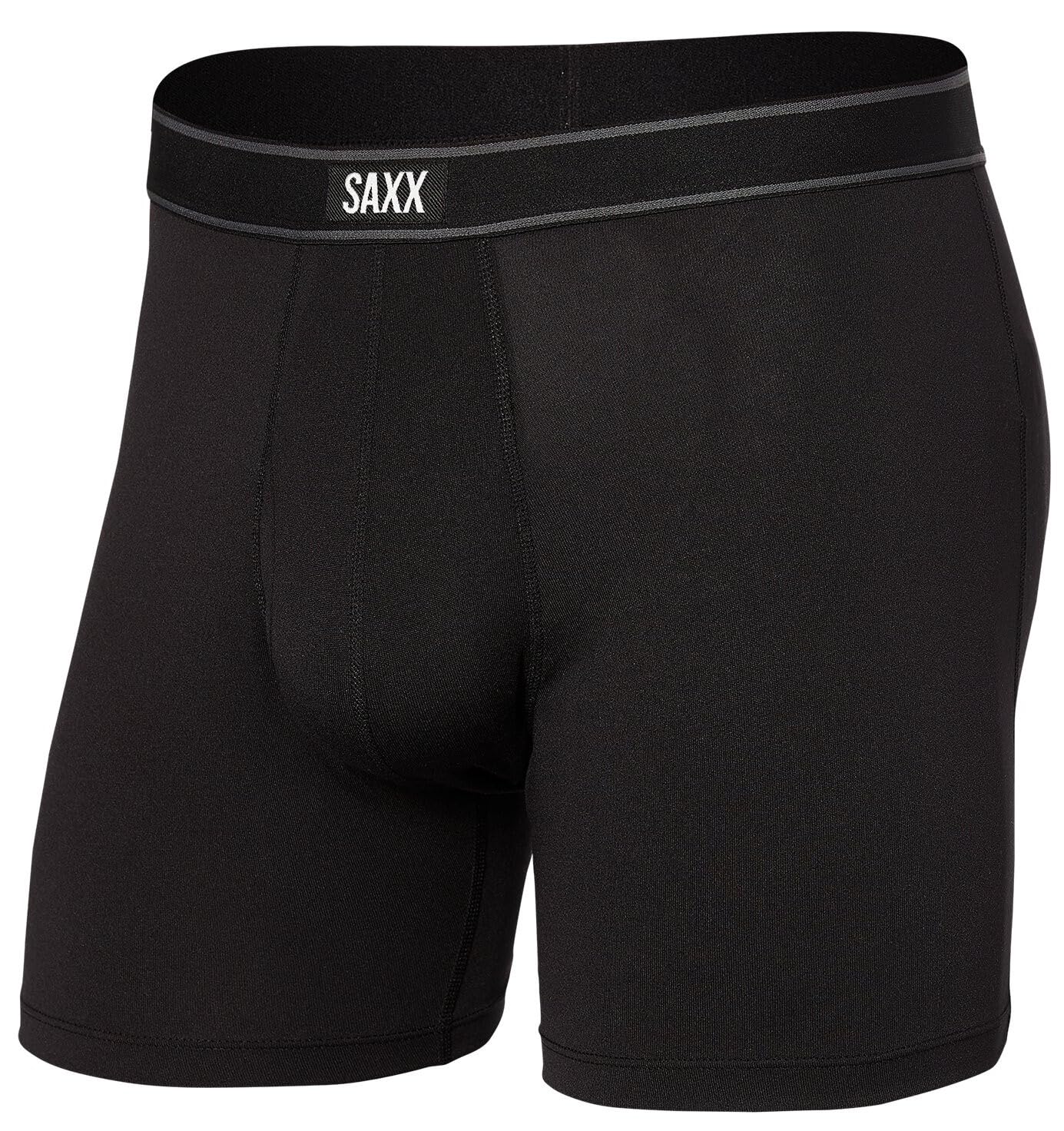 SAXX Underwear Men's boxer shorts - DAYTRIPPER boxer shorts with Built-In BallPark Pouch Support -Black, Large