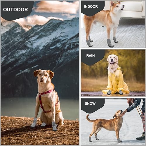 Miniatura 7 de EXPAWLORER Botas impermeables para perros  Zapatos reflectantes para perros al aire libre para pavimento calientefrío, protectores de patas, botas