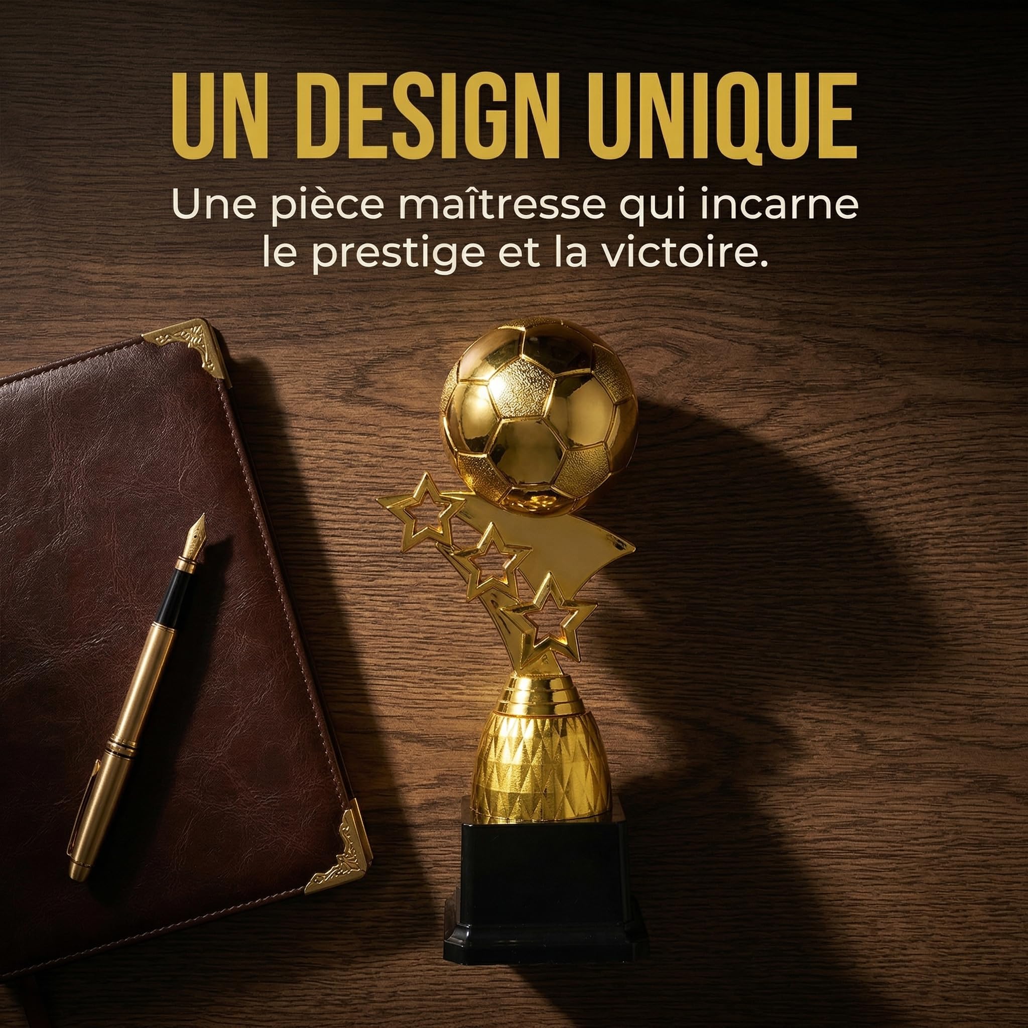 Toyvian Trophée Football Coupe du Monde Ballon Doré Design Créatif Récompense Tournois Vainqueur Football Réutilisable, 9,04 x 2,95 x 2,95 Pouces