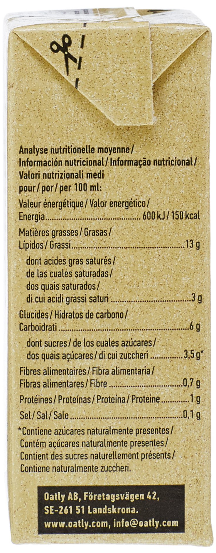 Oatly 7394376615887 Crème Liquide d'Avoine 250 ml - Lot de 6