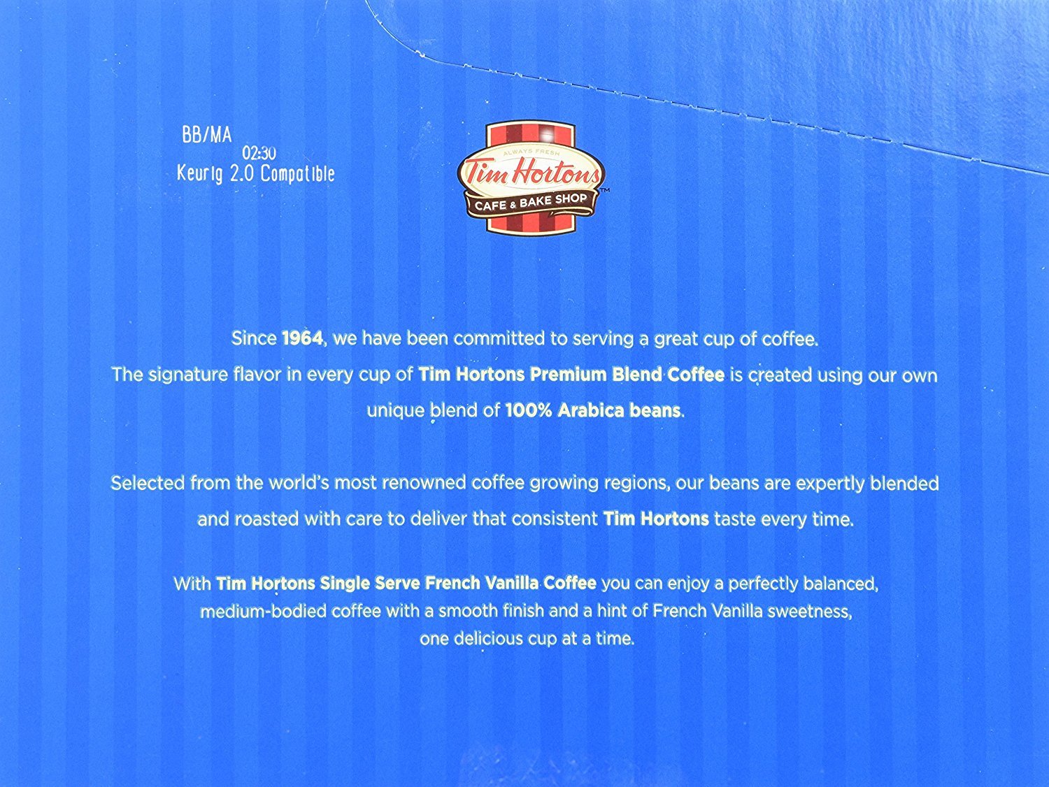 Tim Hortons French Vanilla Coffee, Single-Serve K-Cup Pods Compatible with Keurig Brewers, 12ct K-Cups