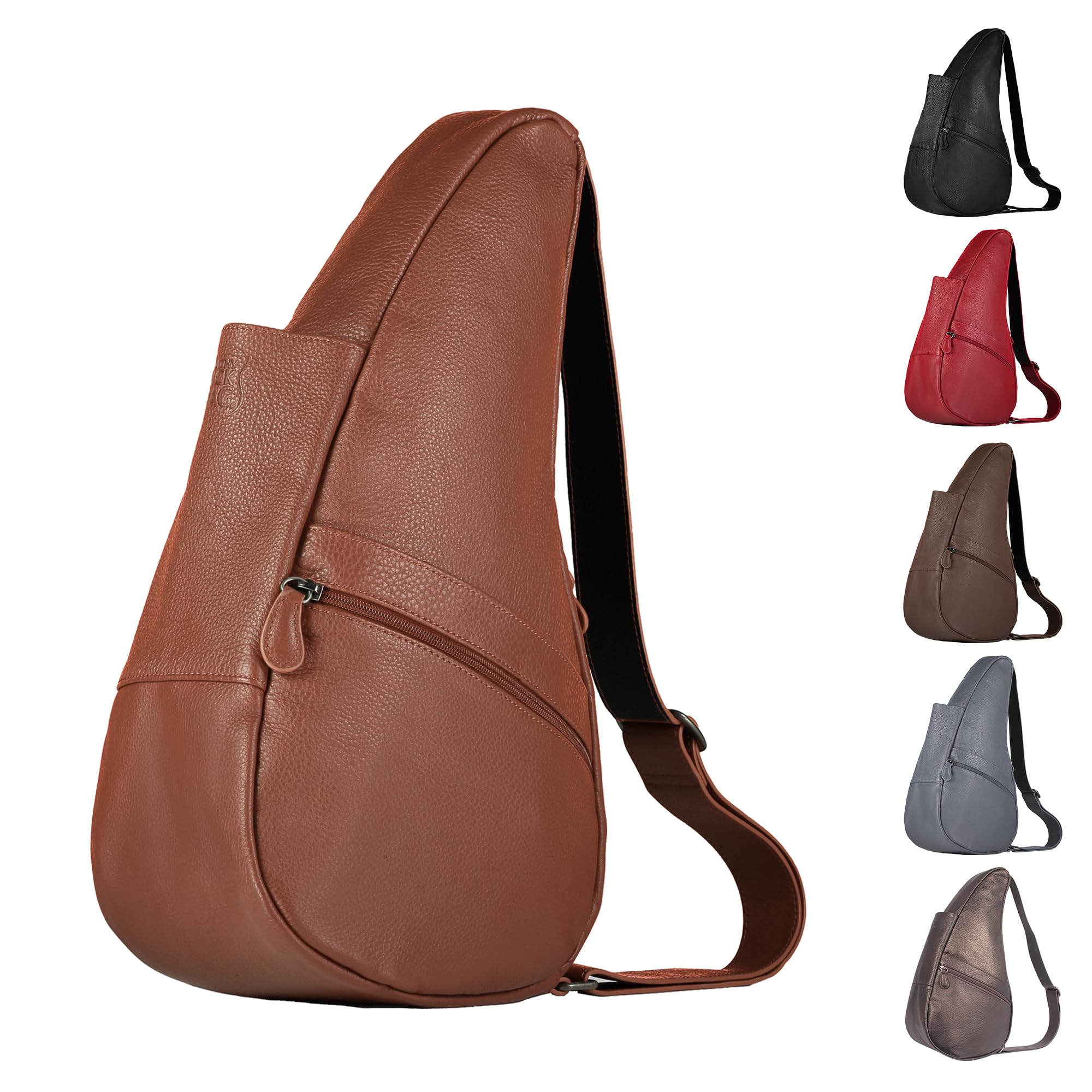 AmeriBag 17" Full-Grain Leather Healthy Back Bag Ergonomic Crossbody Sling for Everyday Use, Travel & Walking Comfort