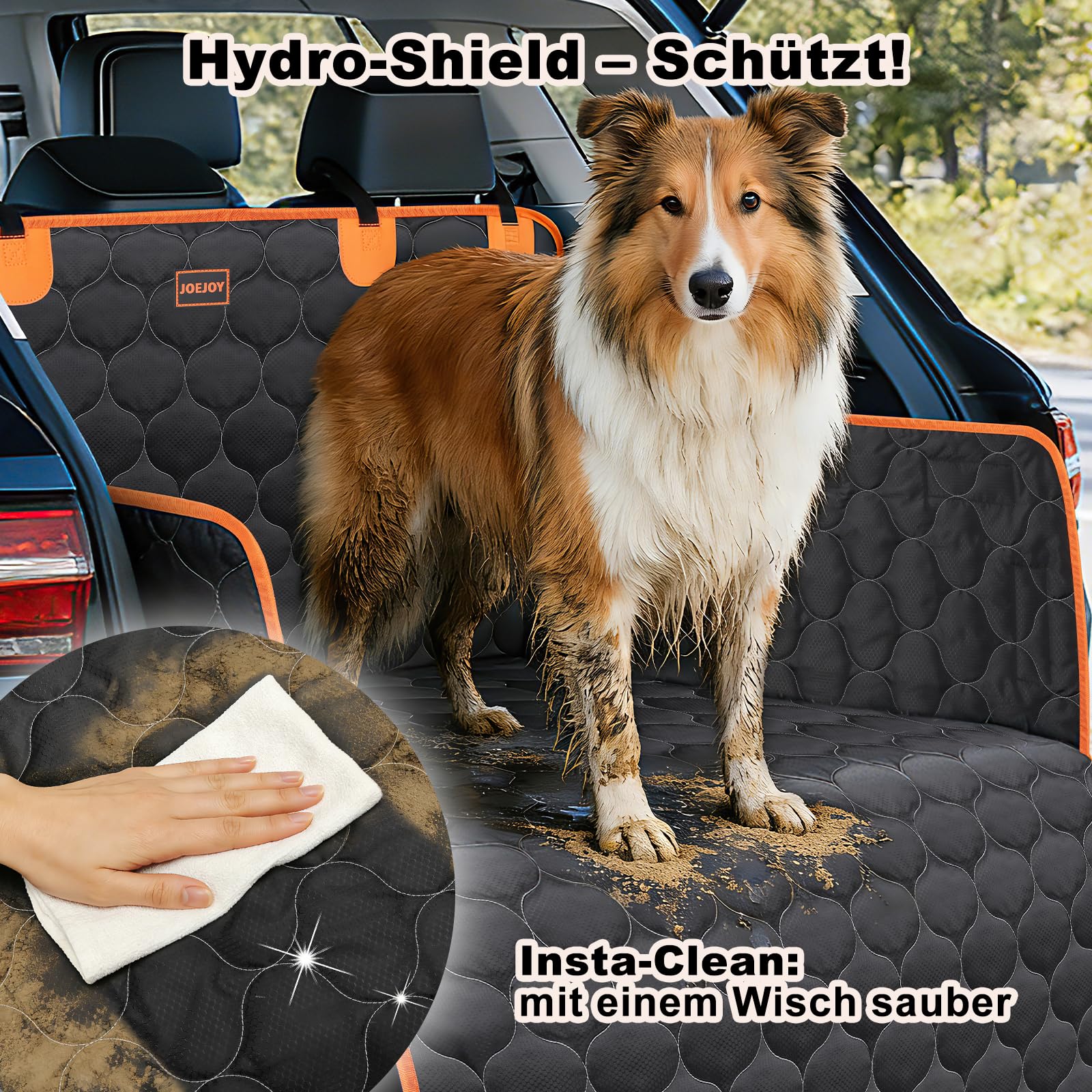 JOEJOY Kofferraumschutz Hund mit Seiten- und Ladeschwellenschutz, Universal Kofferraum Schutzmatte Wasserdicht Kratzfest - Pflegeleicht Hundedecke Auto Kofferraum