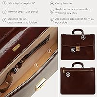 Vista 6 de Time Resistance Leather Briefcase - Italian Handmade Leather Laptop Bag - Handbag for Men - Professional Computer Case