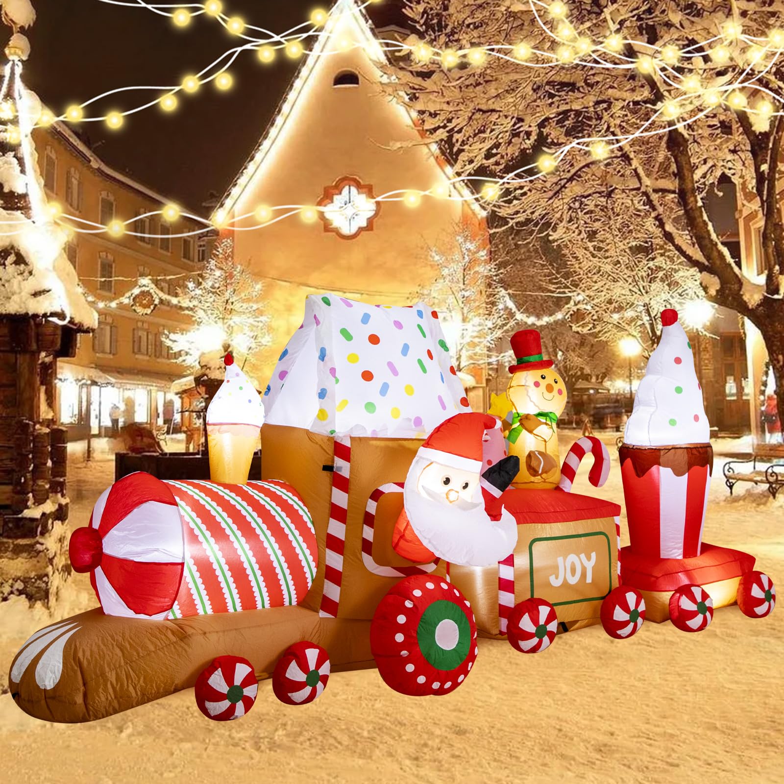 YOUBET 10.9Ft Christmas Train Inflatables Outdoor Inflatable