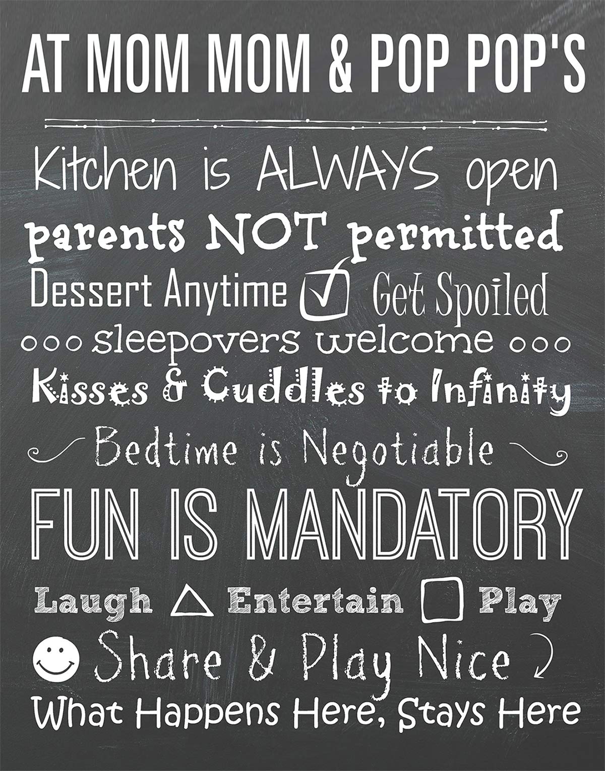 GovivoGrandparents House Rules Sign Wall Art Poster, Canvas or Print - Grandparents Day Gift Ideas - Gifts for Grandparents - Best Gifts for Grandparents Wall Decor - 8x10 unframed print