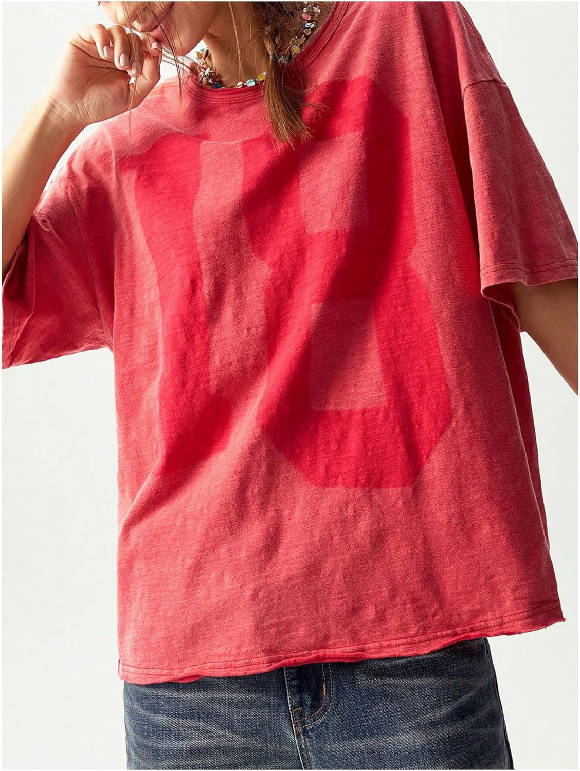 SOLY HUX Women's Oversized Graphic Tees Number Print Half Sleeve Loose T Shirt Summer Y2k Jersey Shirts - Image 5