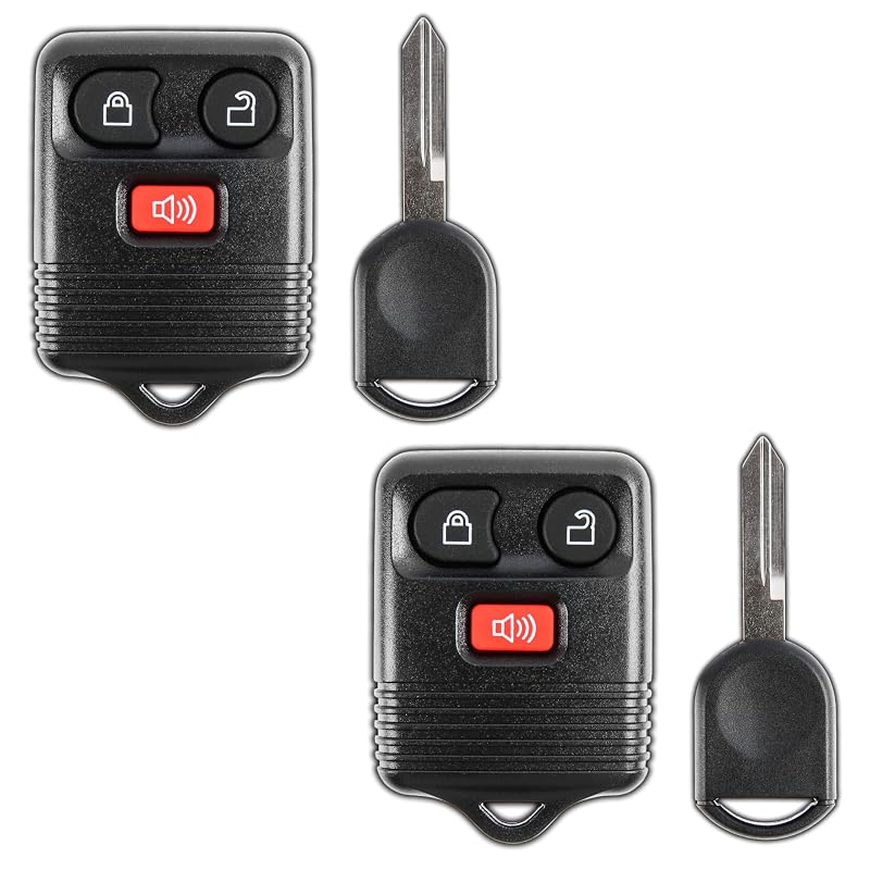 Kit com 2 Chaves Canivete com Controle Remoto e Transponder para Ford 2000 a 2016 KeylessOption KPT23445