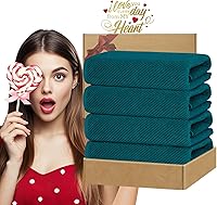 Vista 6 de VOOVA & MOVAS Juego de 4 toallas, grandes de 30 x 56 pulgadas, 100% algodón, gruesas, ligeras, suaves, absorbentes, de secado rápido, turquesa