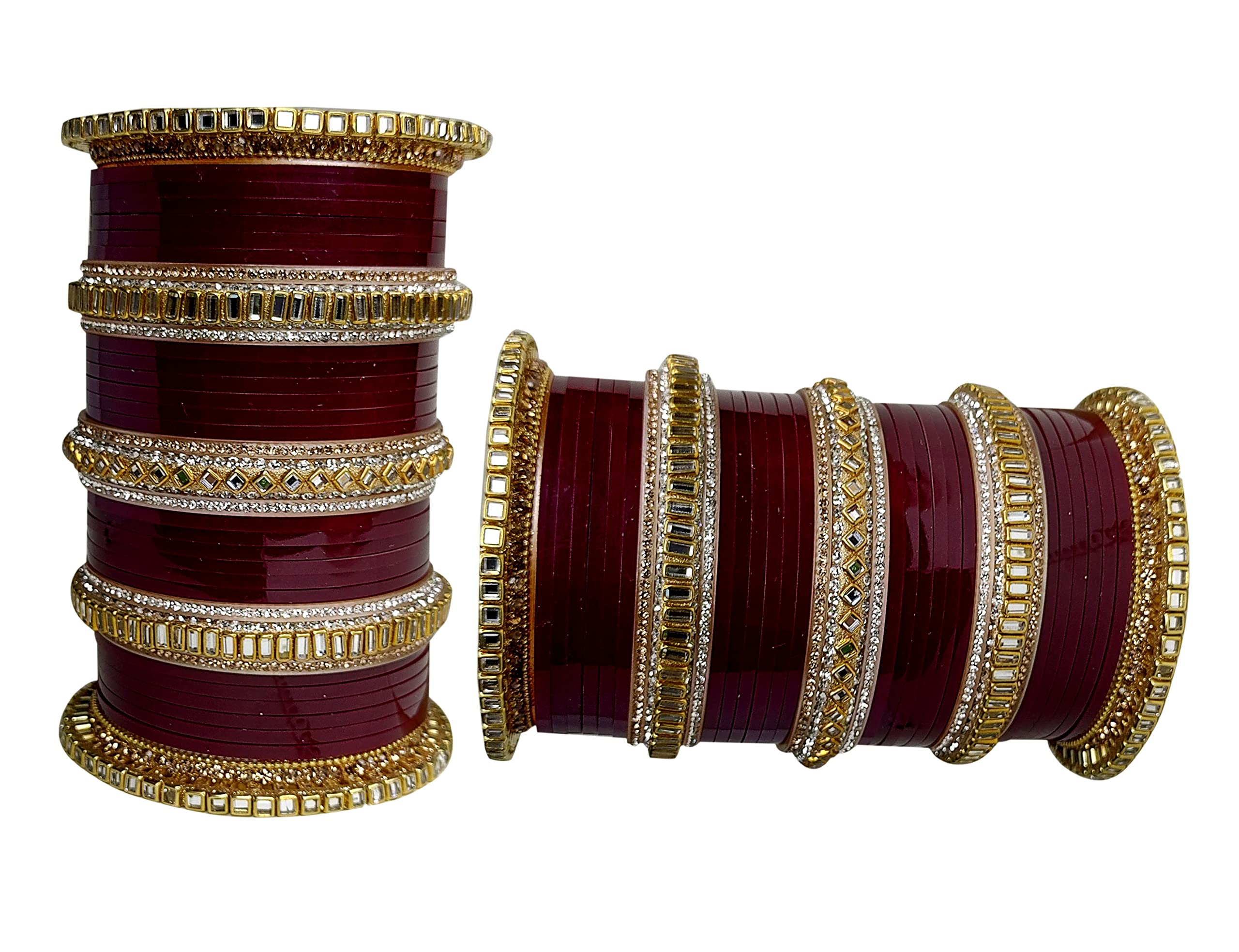 GenericOM SAI COSMETICS Women's Traditional Handcrafted Bridal Chuda Bangles Set Best Designer Jewelry Maroon Color Bangles (KAYENAT)
