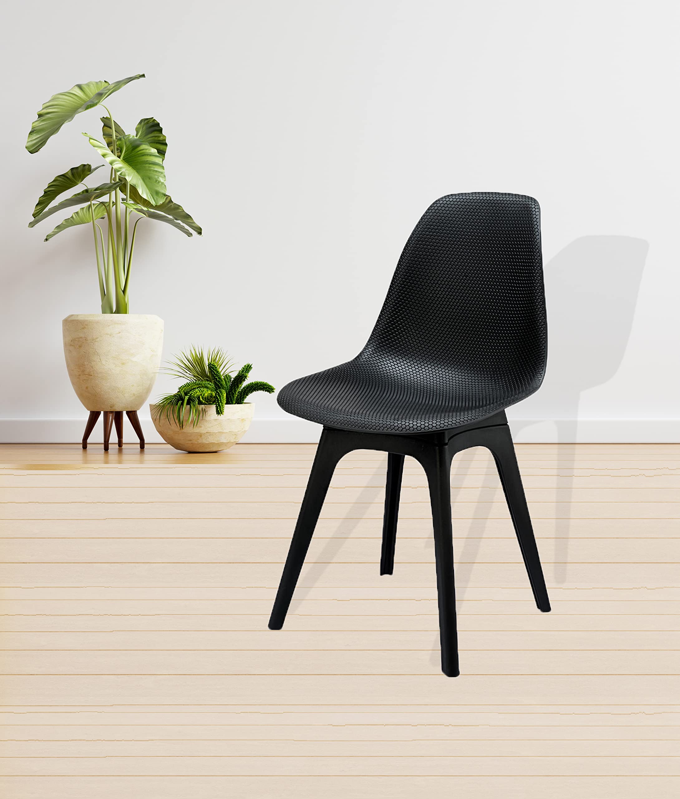 Eames Replica DSW Stylish & Modern Furniture Plastic Chairs for Cafeteria Seating, Dining Chair, Side Chair, Kitchen, Restaurants, Hotels in Black Color