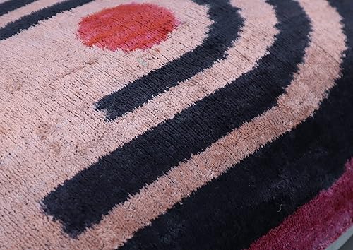 Miniatura 7 de Almohada decorativa hecha a mano con relleno de plumón, rosa, marrón, rojo violeta, diseño abstracto, funda de cojín de seda de terciopelo suave