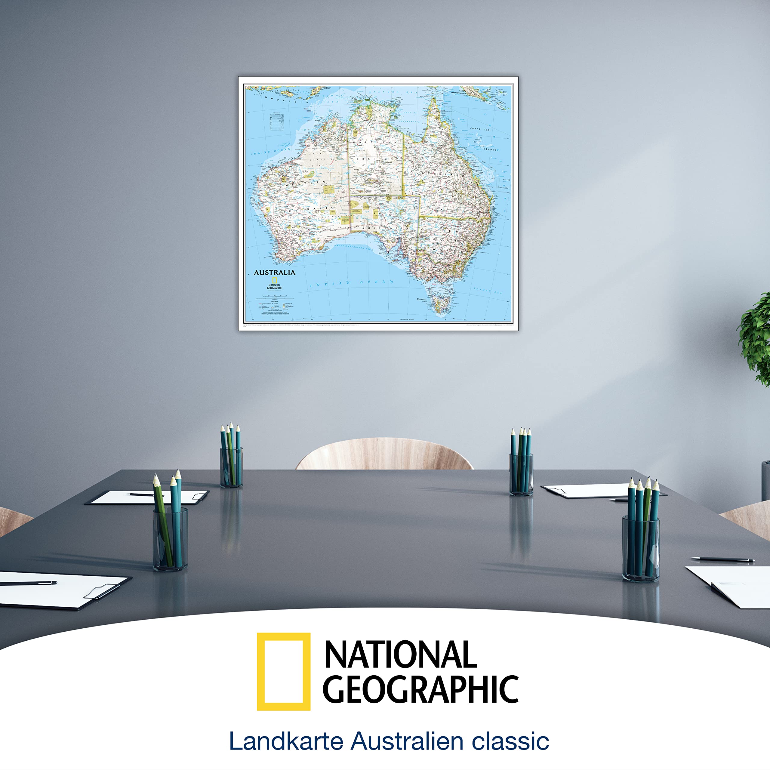 ORBIT Globes & Maps - Australien Landkarte, Kartenbild von National Geographic - Landkarte classic, 77 x 69 cm, englisch
