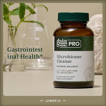 GAIA HERBS PRO Microbiome Cleanse - Digestive Health Support Supplement* - GI Health Supplement* with Oregano Leaf, Peppermint Leaf Essential Oil & Sweet Wormwood - 60 Liquid Phyto-Caps (60 Servings)