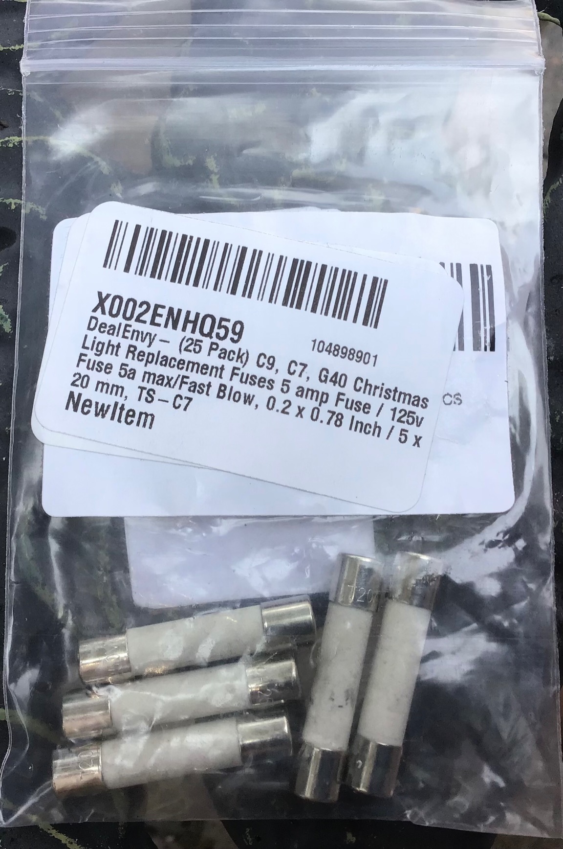 DealEnvy (25 Pack) C9, C7, G40 Christmas Light Replacement Fuses 5 amp