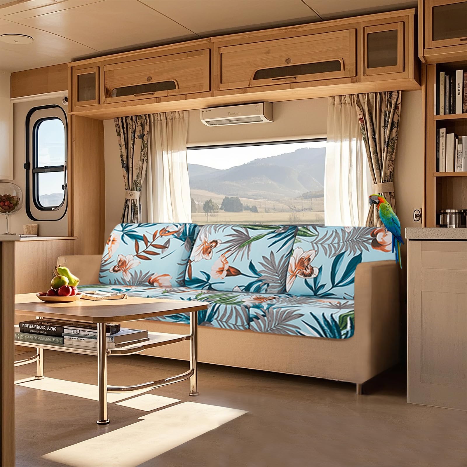 VFGFDJNDFX New Printed Sofa Cushion Covers for Camper, Super Stretch Caravan Sofa Seat Cover, Non-Slip Rv Dinette Bench Protector Cover (Subtle Elegance,Extra wide cover)