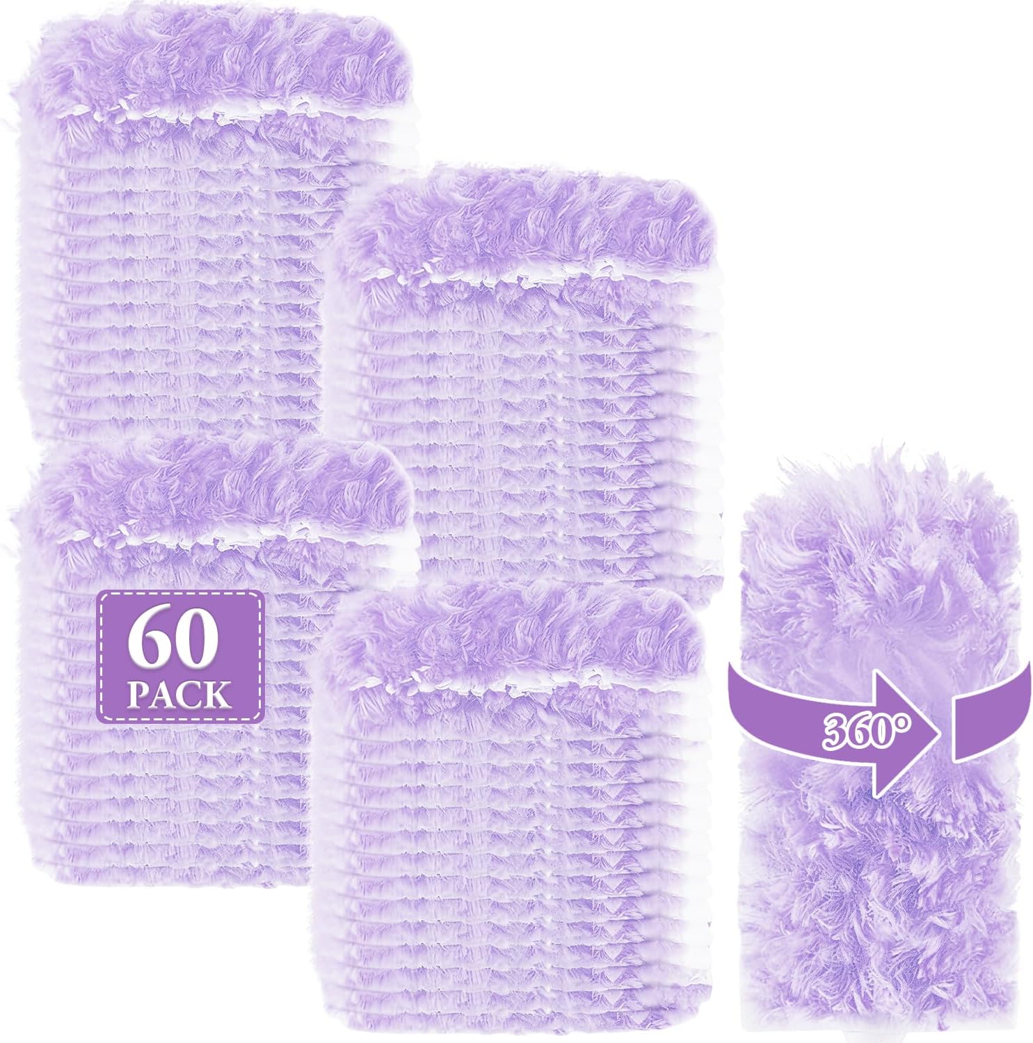 Dusters Refills 60 Count 360°Double-Sided Electrostatic Dusting Pads with Upgraded Thick Fibers, Disposable Duster Heads for Blinds Ceiling Fans Furniture Compatible with Swiffer Dusters（Purple）