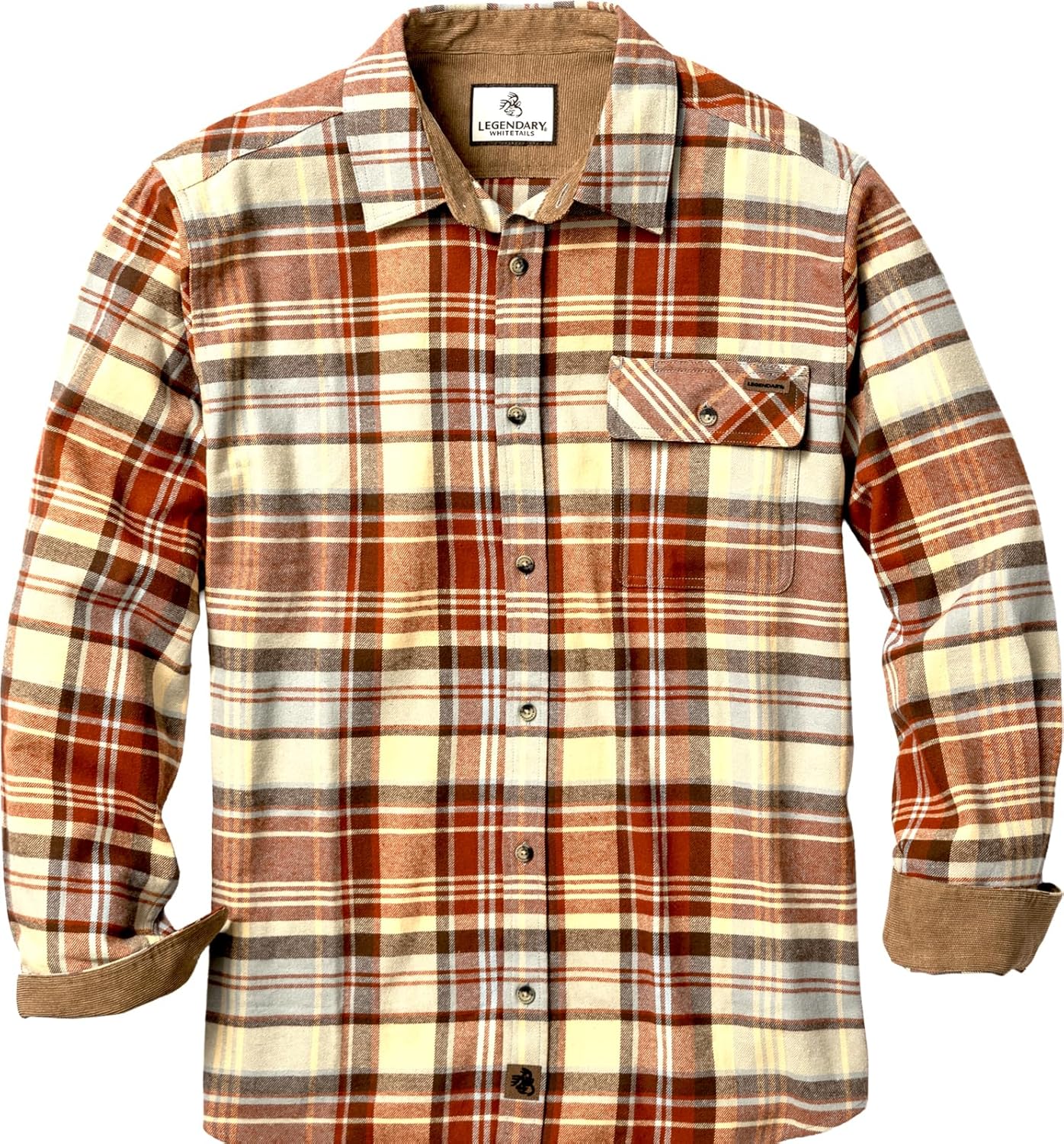 Legendary Whitetails Mens Long Sleeve Button Down 100% Cotton Flannel Shirt