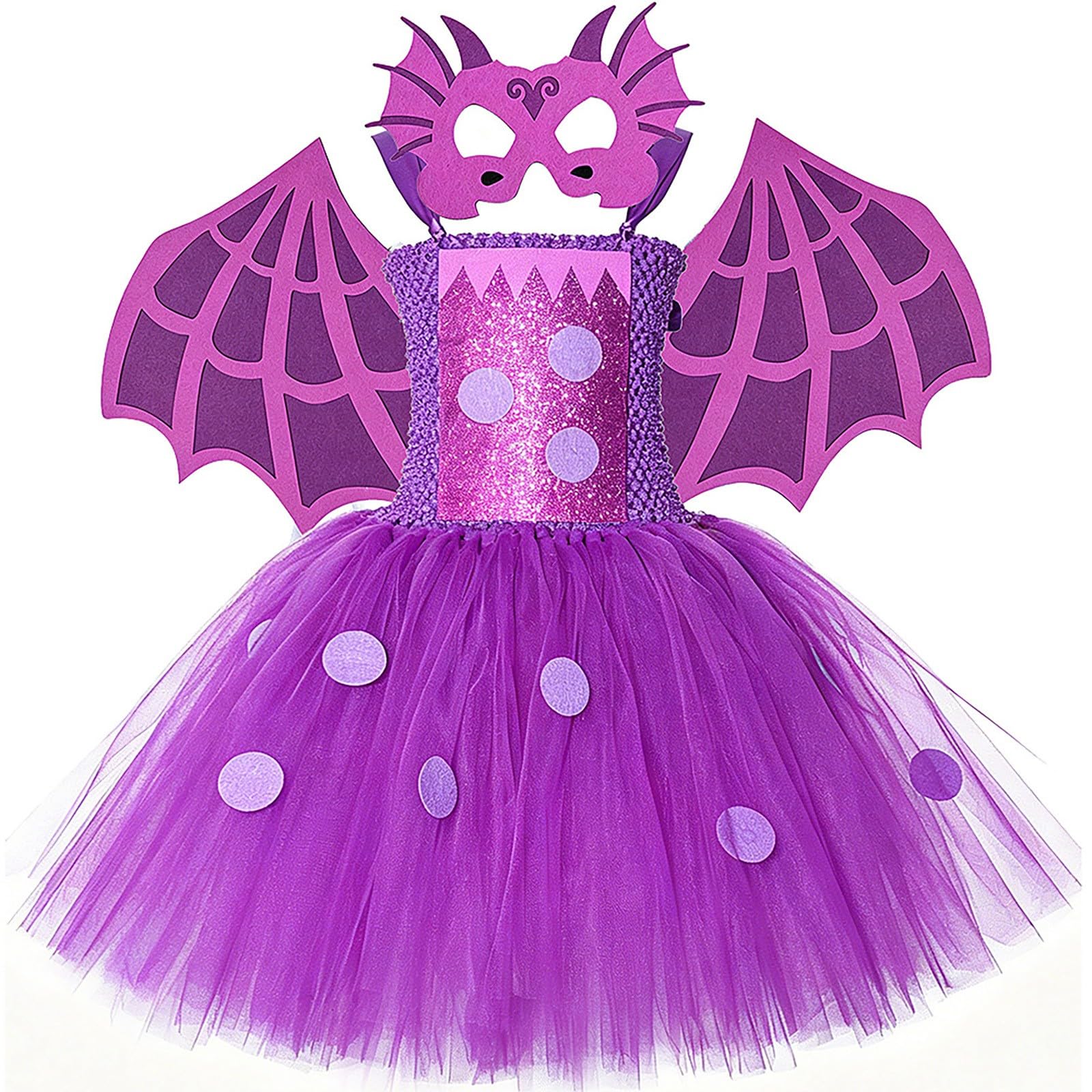 Générique tutù viola con paillettes per ragazze, ideale per Halloween e 1-12 anni.