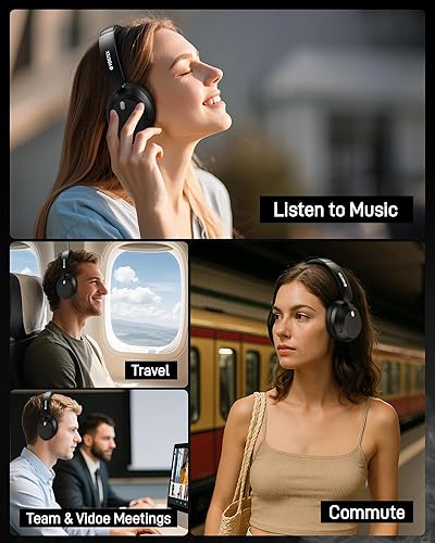 Miniatura 7 de Auriculares híbridos con cancelación activa de ruido T30s, auriculares inalámbricos Bluetooth sobre la oreja, controladores de 1.969 in, graves