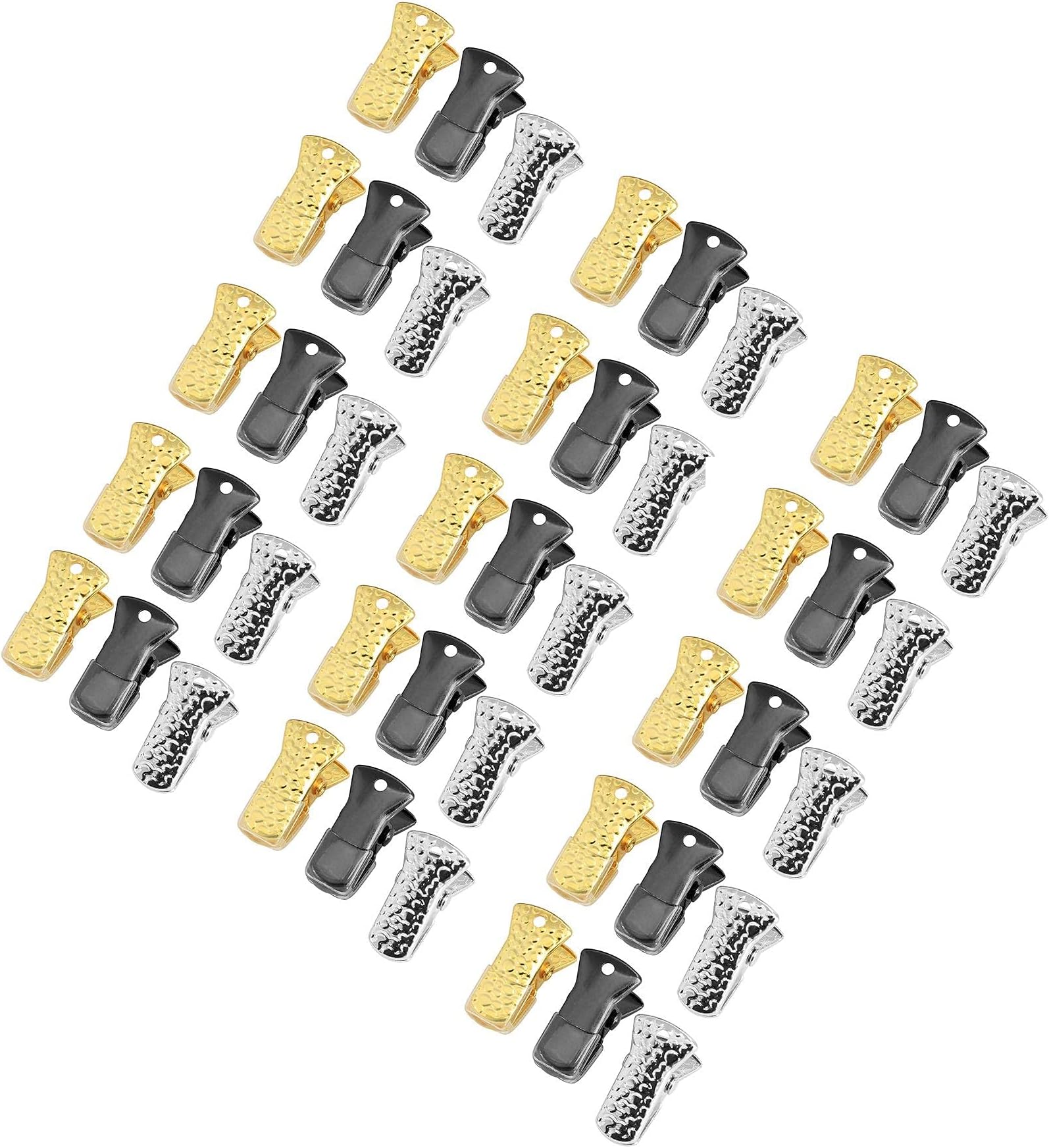 LongdexMetal Bulldog Clip 45PCS Gold/Black Nickel/Silver Face Cover Lanyard DIY Metal Clips for ID Badge Holders Lanyards Jewelry Alligator Clamp