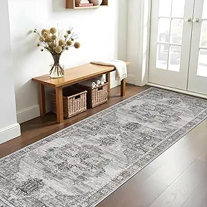 RUUGME Rug Runners 3x10 - Washable Hallway Rugs for Living Room Soft Stain Resistant Carpet for Bedroom Kitchen Bathroom with Non Slip Backing Home Decor Floor Decoration Mat 3x10 Grey