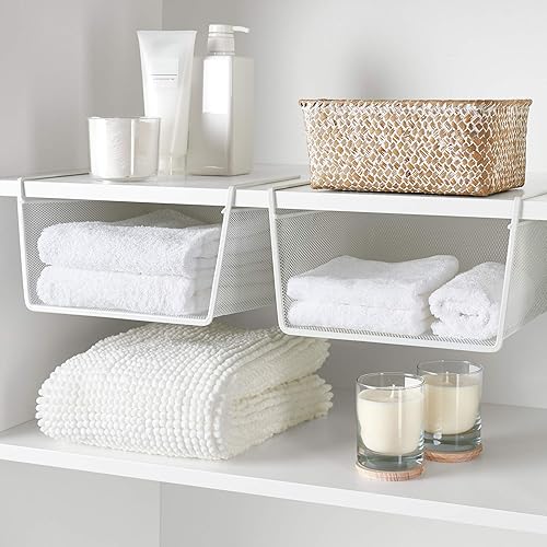 Miniatura 5 de Cesta colgante para estantes, color blanco, 11.8 x 5.9 x 9.8 in