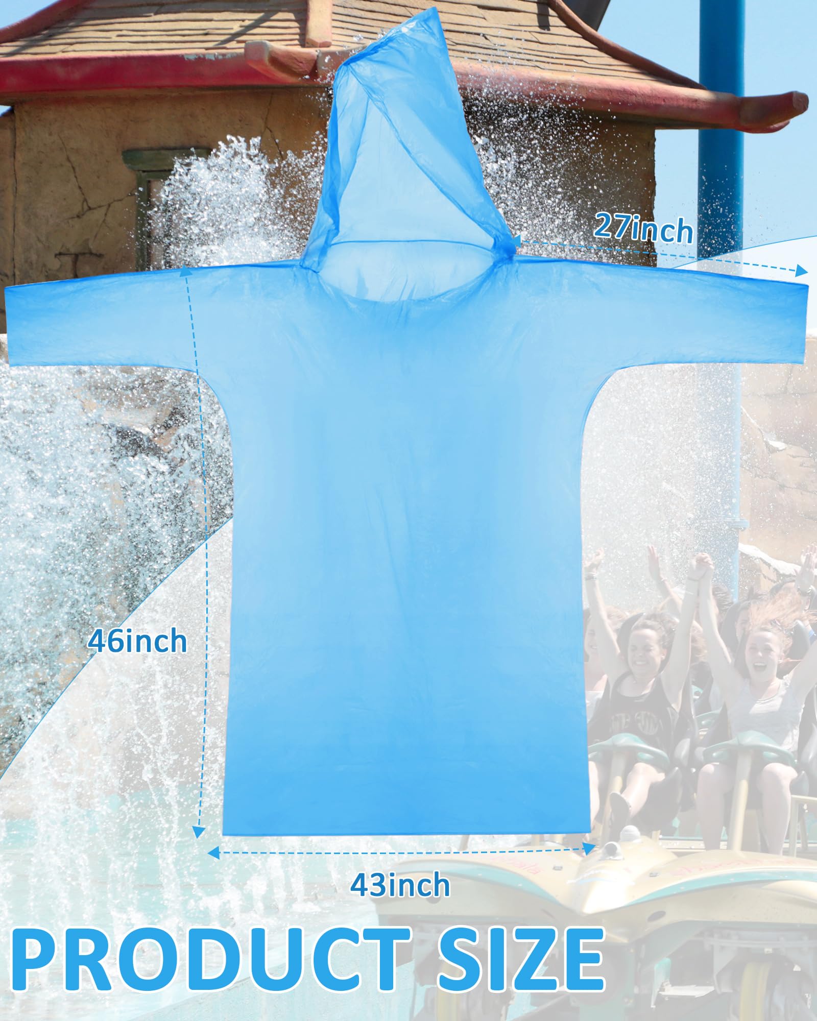 Paquete de 120 ponchos de lluvia desechables para adultos a granel, paquete familiar de poncho de lluvia de emergencia, poncho desechable con capucha