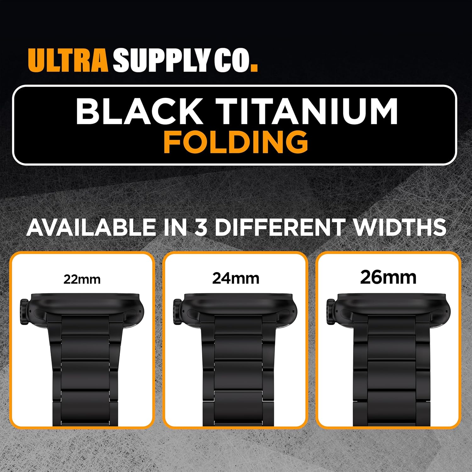 Ultra Supply Co. Titanium Apple Watch Ultra Band - Premium Titanium Watch Band 49mm - DLC Coating - Foldover Clasp - Adjustable Metal Bands for Apple Watch Ultra 3, 2, 1-24mm Wide