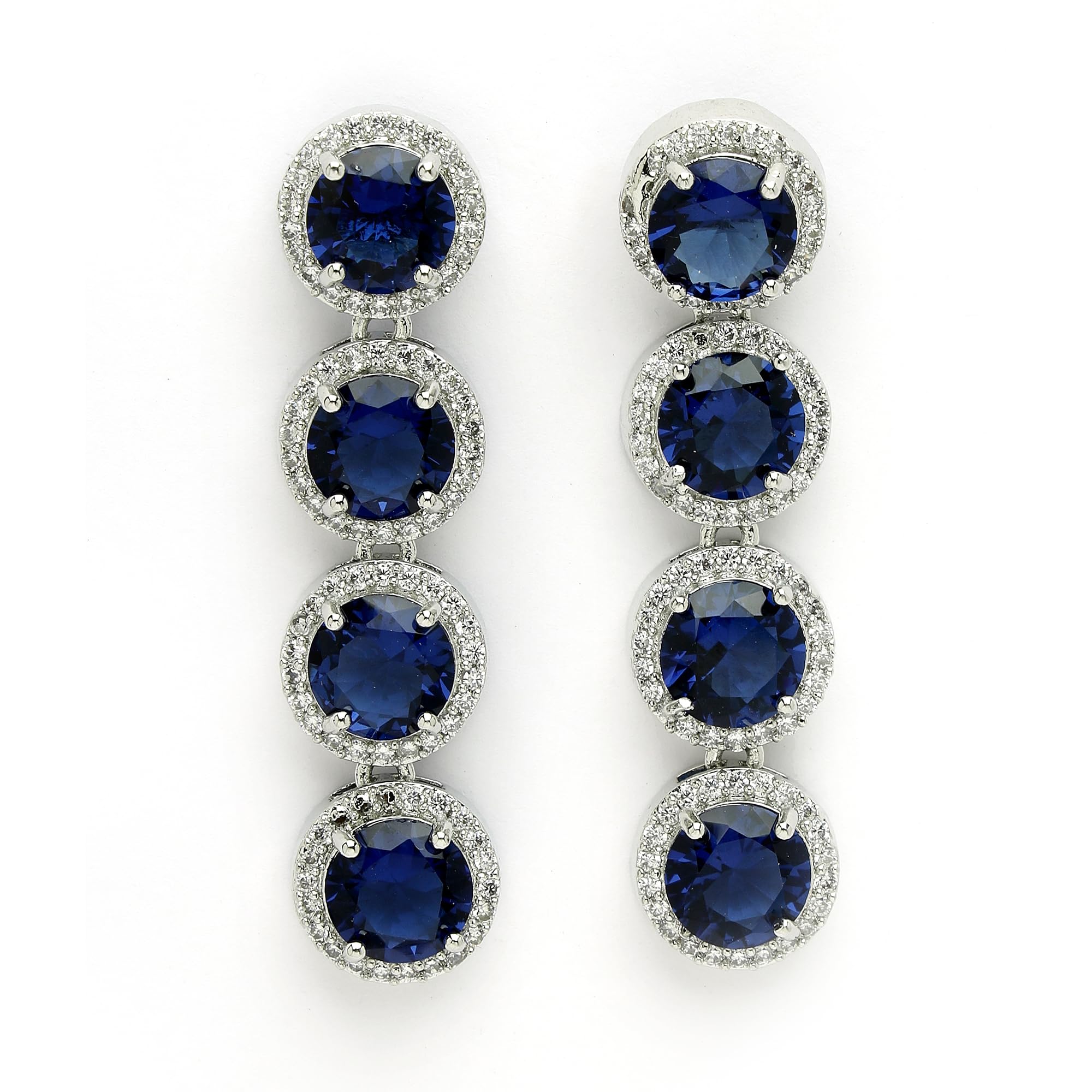 Zeneme Elegant Rhodium Plated American Diamond Studded Silver Toned Earrings for Women | Stylish Drop Design Earrings for Women and Girls (Blue Glistning Twinkle Earrings) (B0D8GW5WM3) Amazon Price History, Amazon Price Tracker