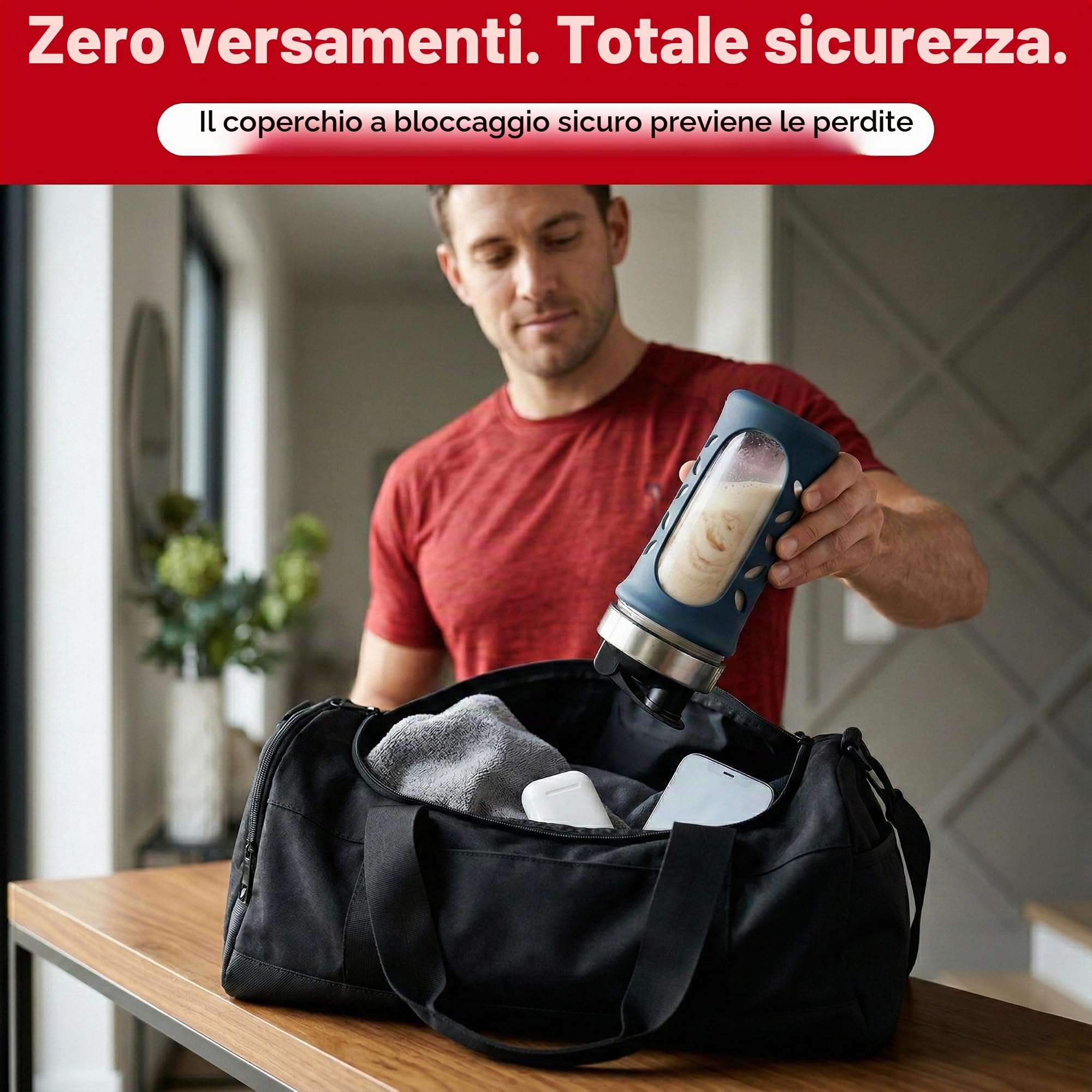 Shaker proteico da 635 ml/20 oz: shaker per proteine senza BPA, shaker per proteine a lunga durata, tazza per frullare le proteine e frullato – blu scuro