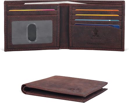Oak Leathers Slim Leather Wallet for Men - RFID Wallets 6 Credit Card Holder Ultra Thin Gift for Mens, Front Pocket Minimalist Design (Brown Hunter)