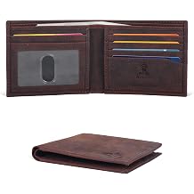 Oak Leathers Slim Leather Wallet for Men - RFID Wallets 6 Credit Card Holder Ultra Thin Gift for Mens, Front Pocket Minimalist Design Brown Hunter