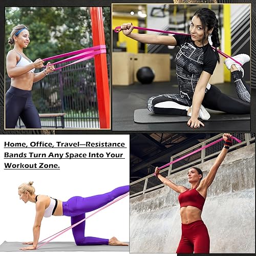 Miniatura 5 de Bandas de resistencia para entrenamiento de ejercicio, 5 niveles de asistencia para dominadas, bandas de entrenamiento de cuerpo completo para Rosa