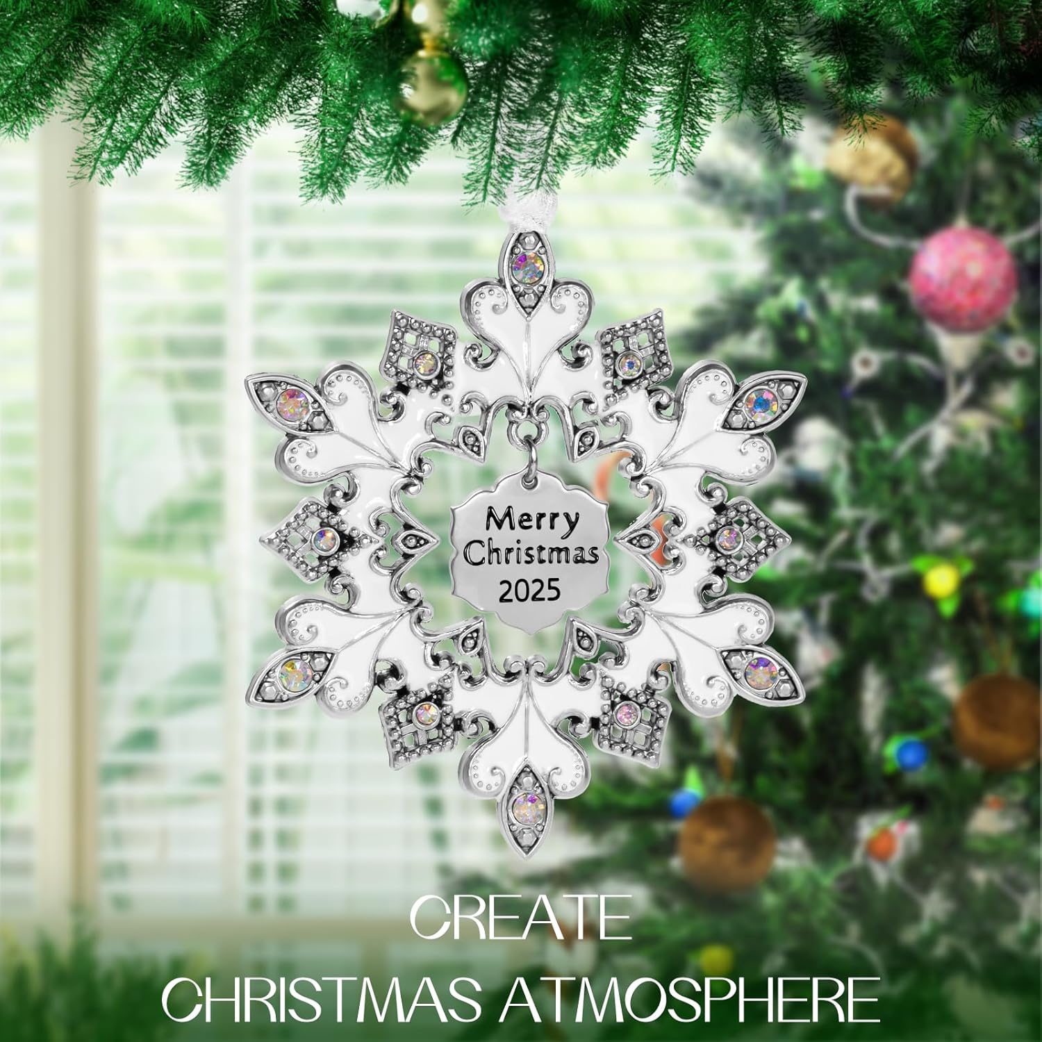 Laraine Christmas Tree Ornaments – 2025 Decorative Hanging Pendant of Car Charm Holiday Keepsake Gift Home Decor (Snowflake (2025)) - Image 2