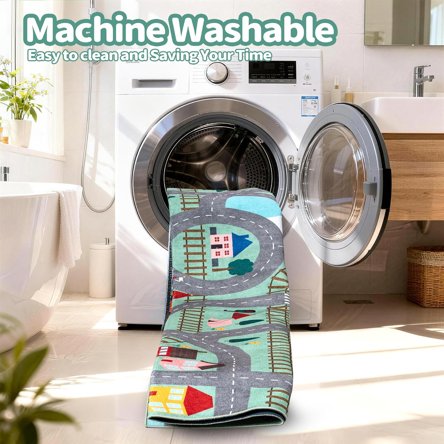 Baby Play Mat for Floor, 5x7 FT Non-Slip Nursery Rug, Extra Thick Large Area Kids Rugs, Kids Mat for for Playroom Living Room Nursery Decor, Super Soft Plush Surface to Keep Safe(60"x80")