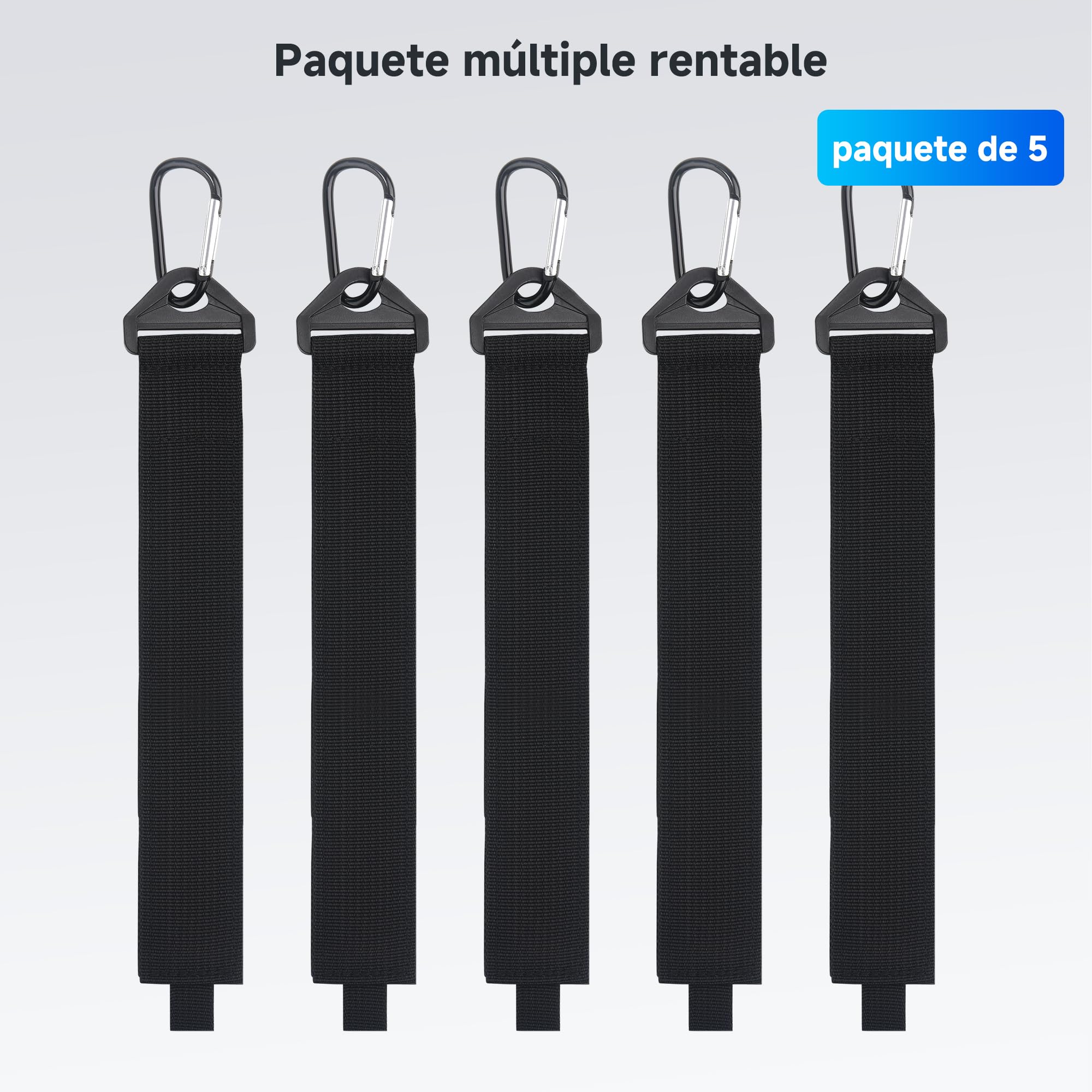 Cable Matters Paquete de 5 correas organizadoras para cables de extensión con hebilla metálica, capacidad de carga de 36 kg, soporte para cables de extensión con correas autoadherentes de 40 x 3,8 cm