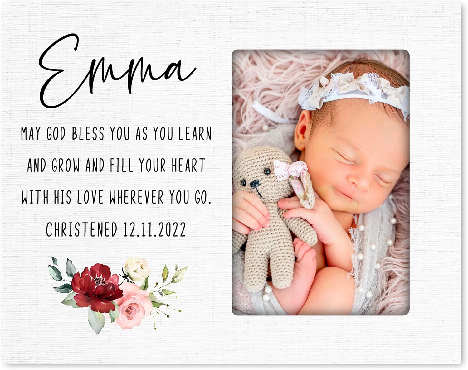 LifeSong Milestones Personalized Baptism Christening Picture Frame Gifts for Girls Godparents Gifts Baby Shower Keepsakes| Custom Photo Frame holds 4x6 Photo (Girls - May God Bless You)
