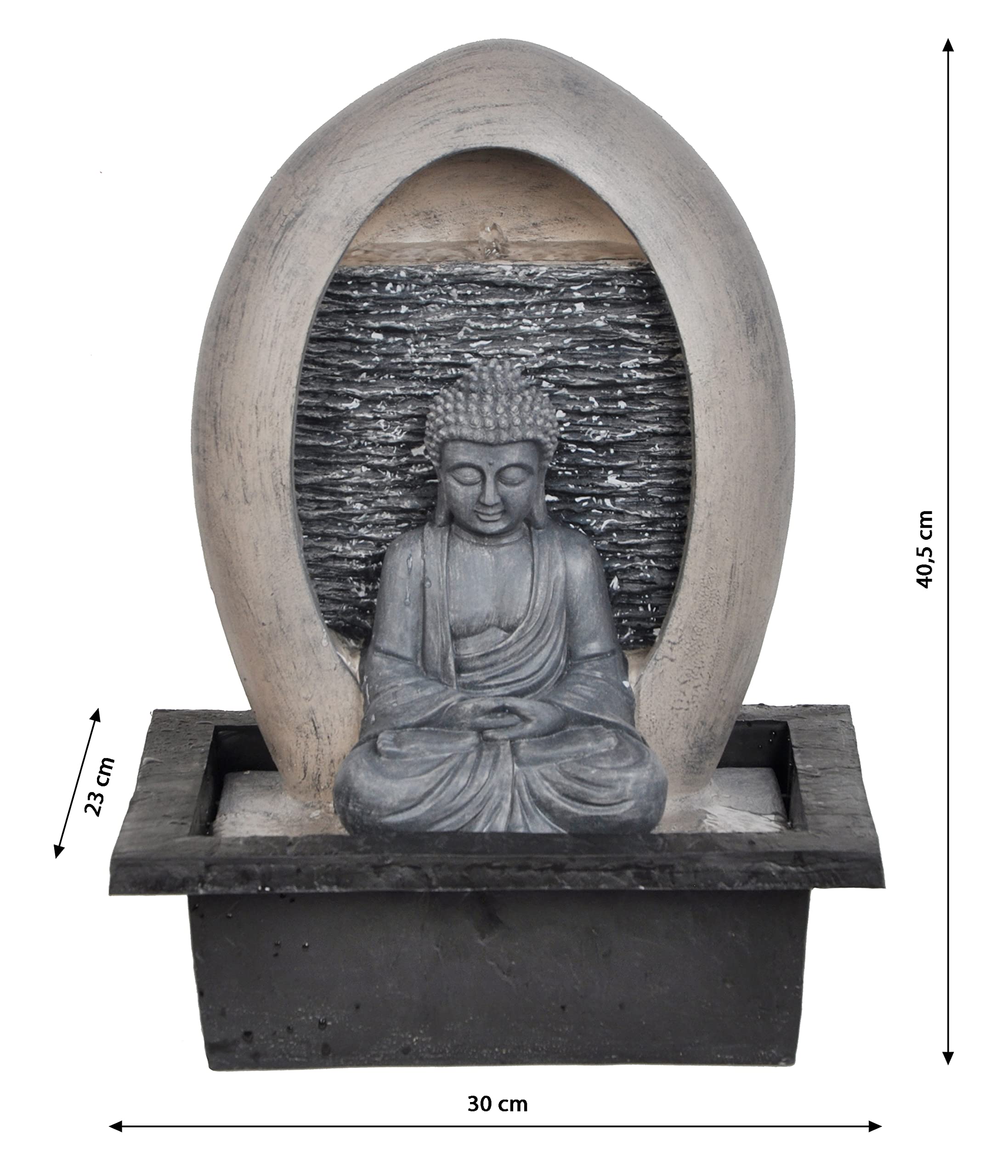 Dehner Zimmerbrunnen Malu mit LED Beleuchtung, ca. 40.5 x 30 x 23 cm, Polyresin, grau/beige