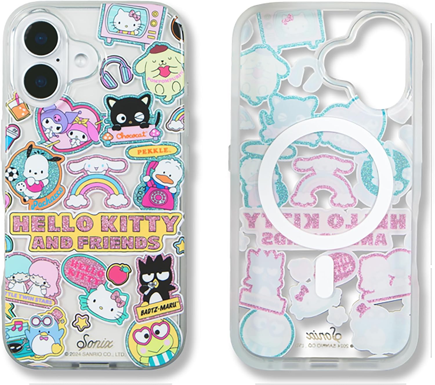 Sonix x Sanrio Case + Magnetic Silicone Suction Cup Phone Mount (Light Blue) for MagSafe iPhone 16 | Hello Kitty and Friends Stickers