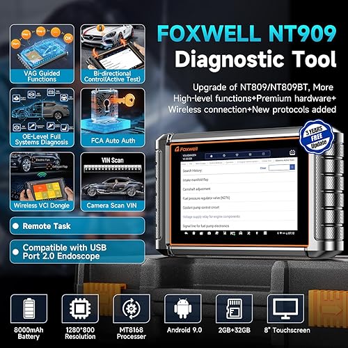 Miniatura 5 de Upgrade of NT809 BT, Foxwell NT909 OBD2 Scanner Diagnostic Tool, OEM Full System Bidirectional Scan Tool Code Reader, ECU Coding, CAN FD/DOIP, 30+