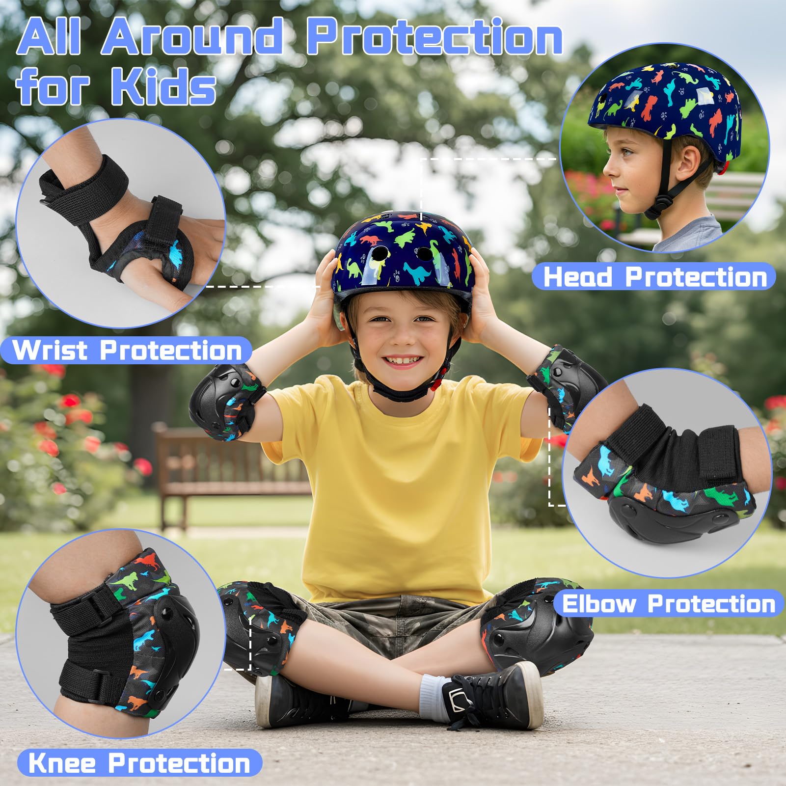 Casque Velo Enfant Licorne Protection Trotinette Genouillères Coudières Réglables Roller Scooter Skateboard 3-8 Ans