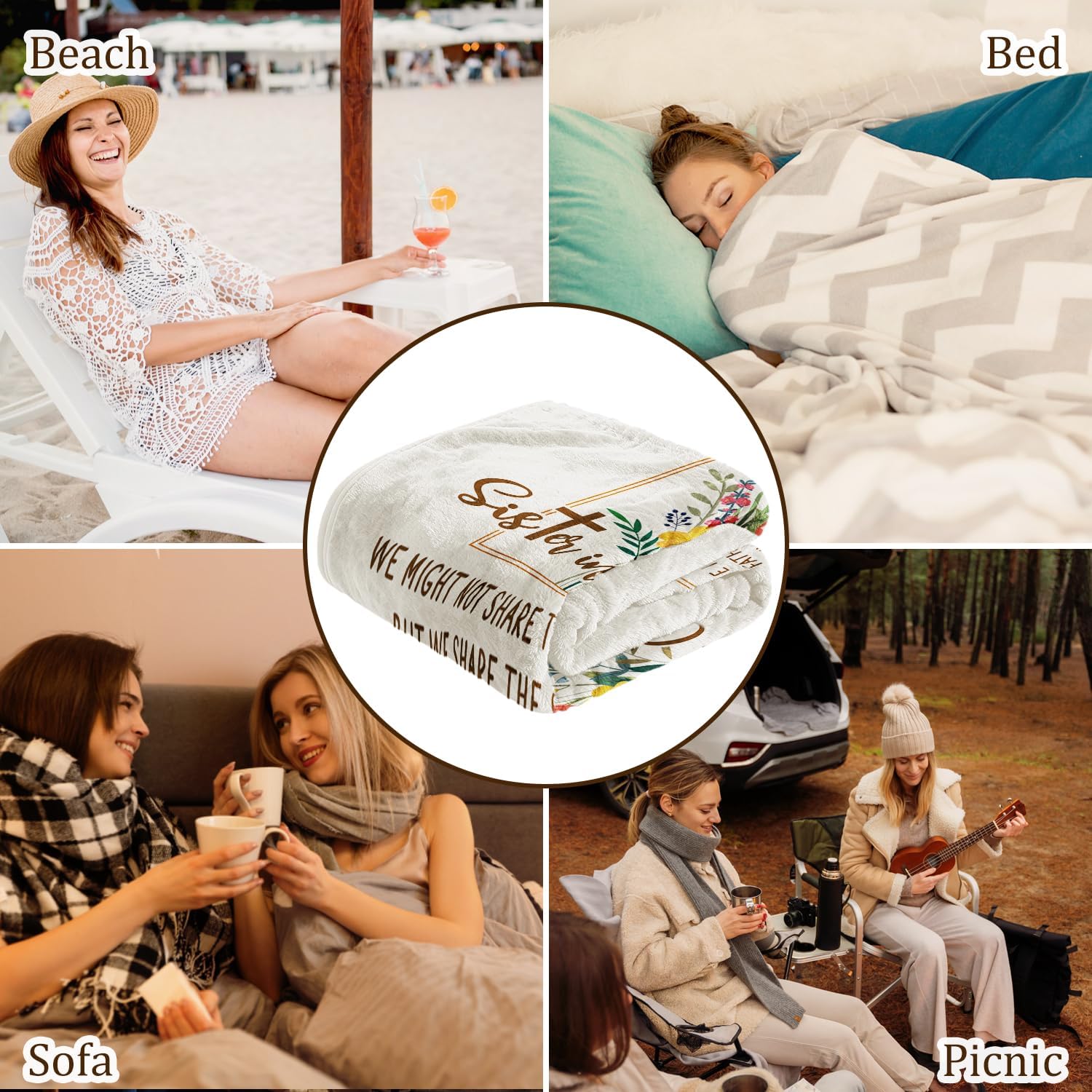 Sister Gifts Blanket, Christian Birthday Holiday Graduation Gifts for Sister, Sisters Gift from Sis, Soft Throw Blanket 60" x 50". - Image 7