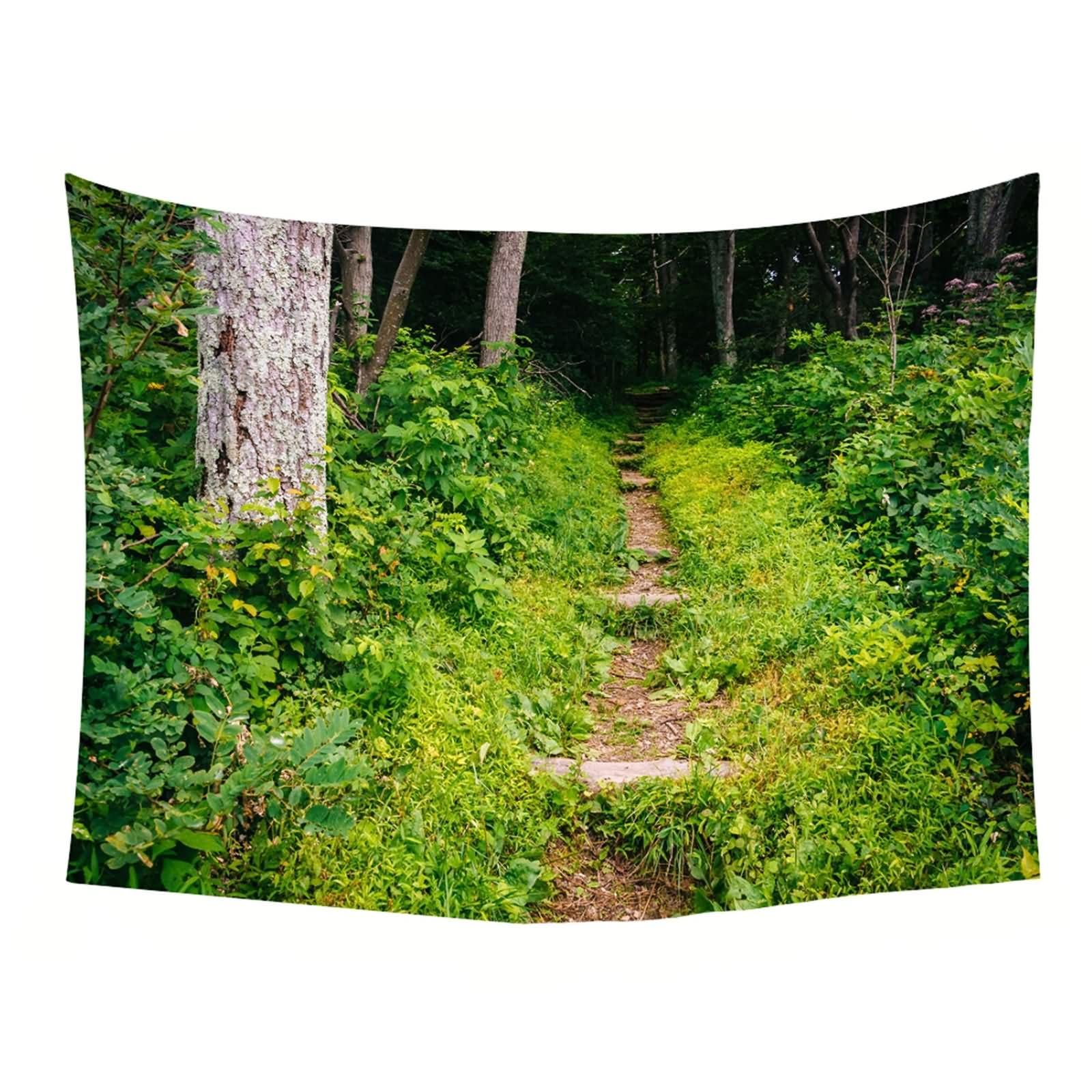 Homxi Dywan ścienny, 260 x 240 cm, ścieżka leśna, krajobraz, dekoracja ścienna, poliester, zielony, brązowy