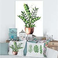 Vista 2 de DesignQ Zamioculcas - Lienzo decorativo tradicional con hojas verdes y plantas tropicales