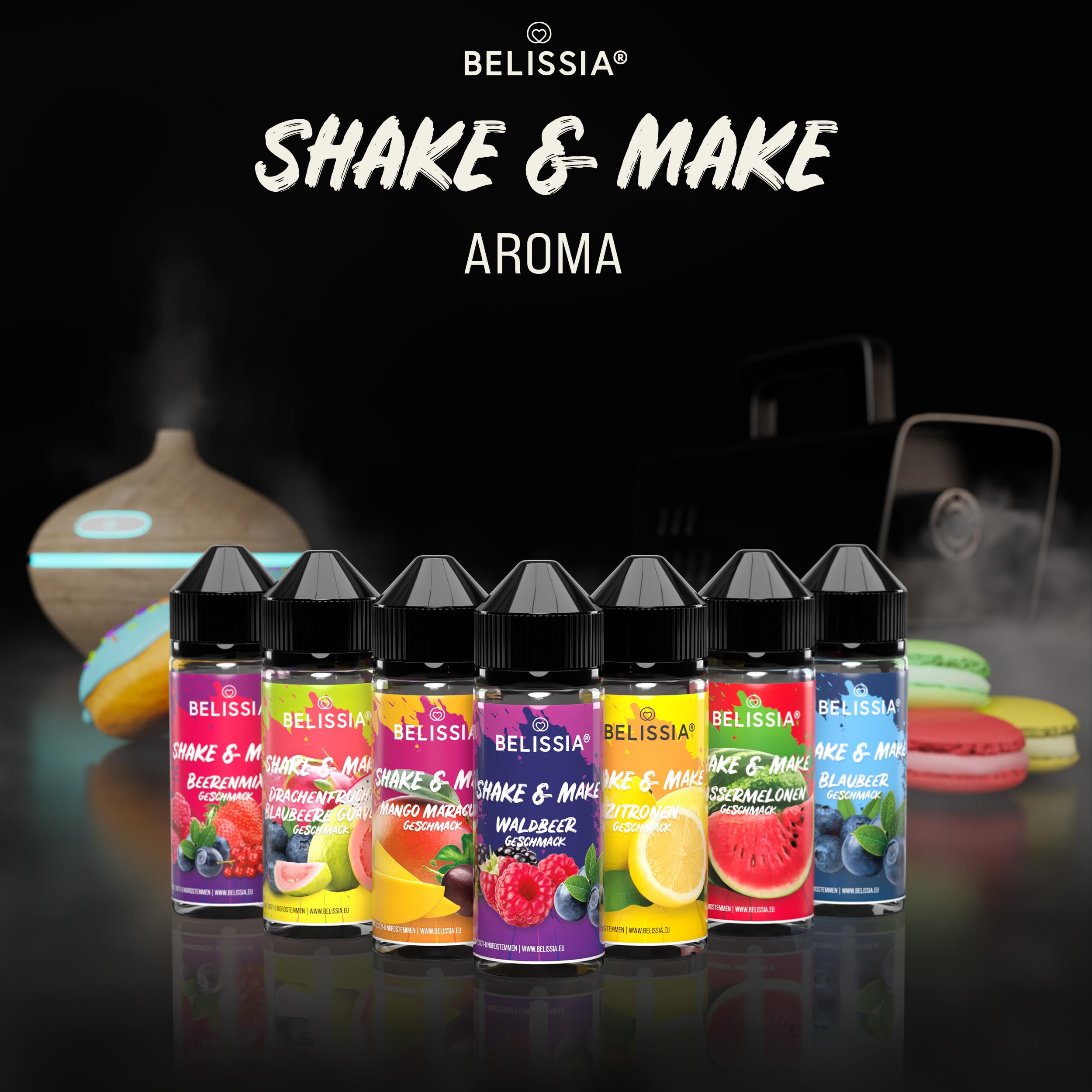 Belissia Shake and Make - Geschmack Cappuccino - Hochdosiertes Lebensmittel Aroma 10ml mit praktischer Schüttelflasche zum mischen. Für Lebensmittel, Kochen, Backen, Hobby, Raumerfrischung uvm.