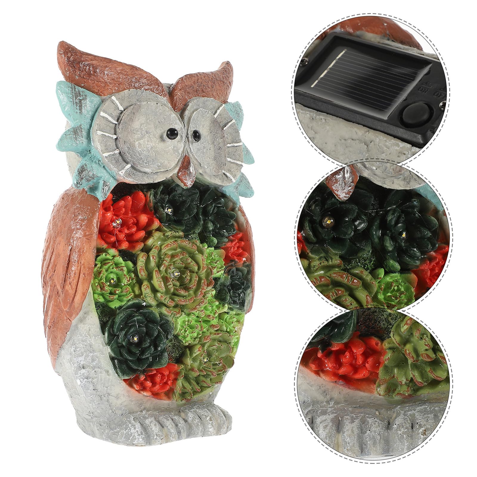 Eulenfigur Gartenlampe aus Kunstharz, für Hof und Rasen | Stabile Helligkeit, Kreative Nachtbeleuchtung, Dekorative Landschaftsfigur