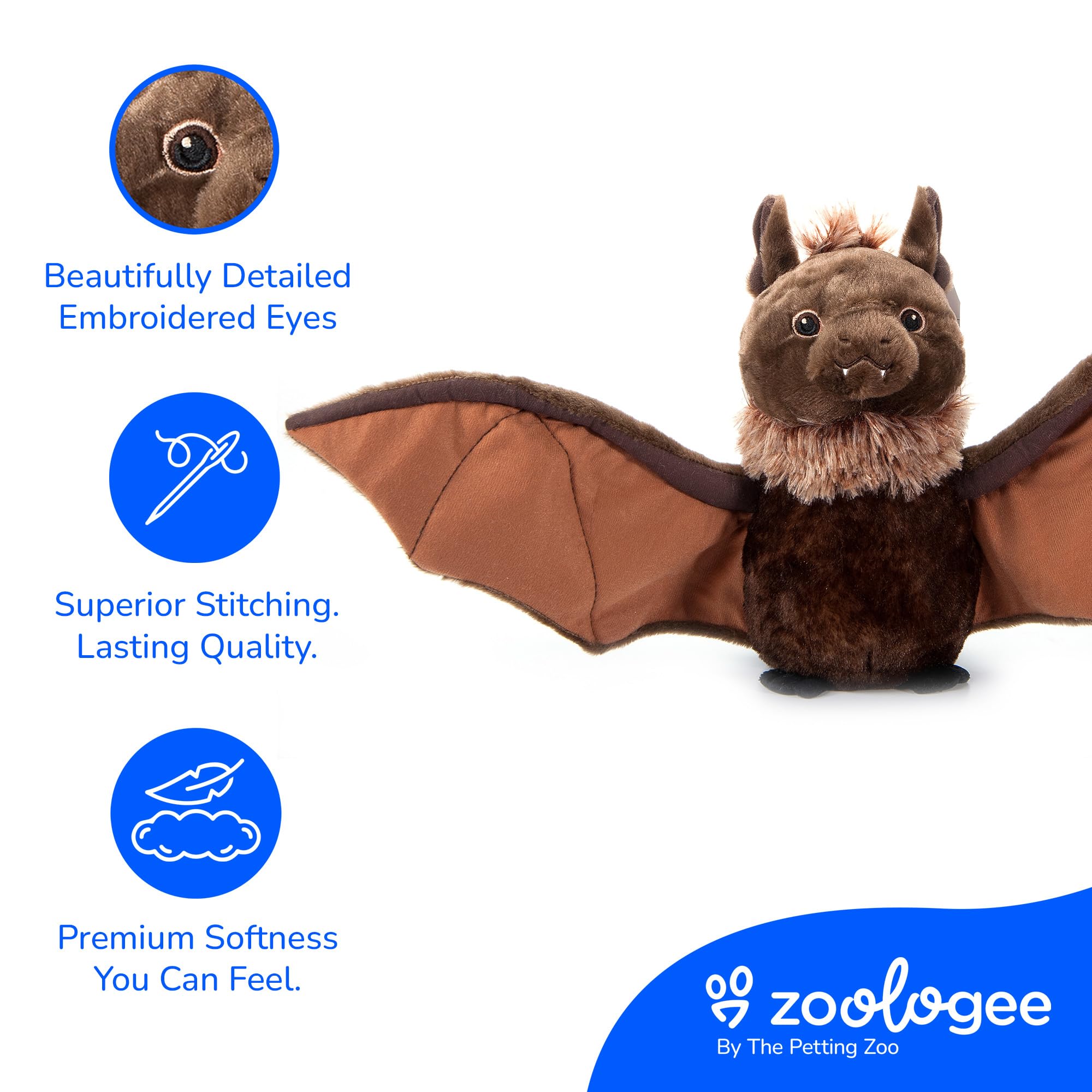 Amazon.com: The Petting Zoo Bat Stuffed Animal Plushie, Gifts for